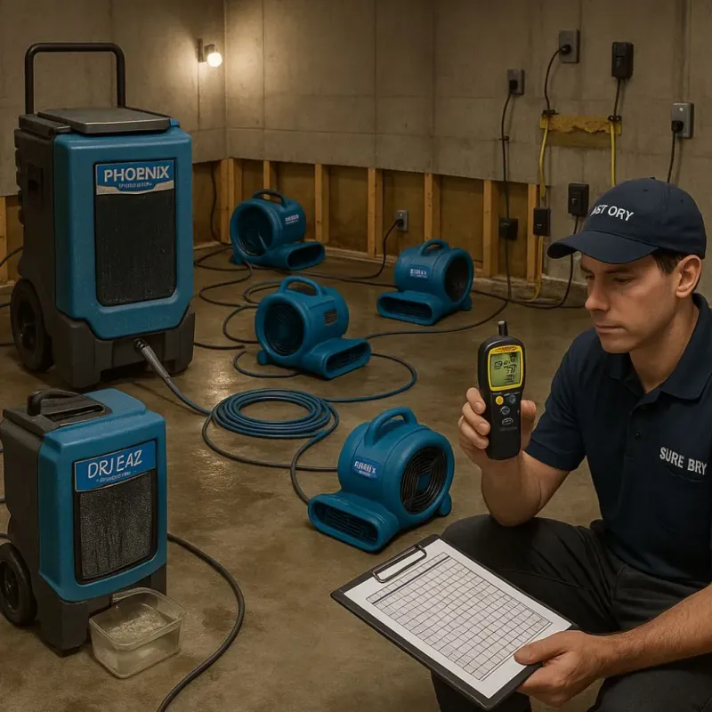 Structural Drying and Dehumidification process in Winsted, CT